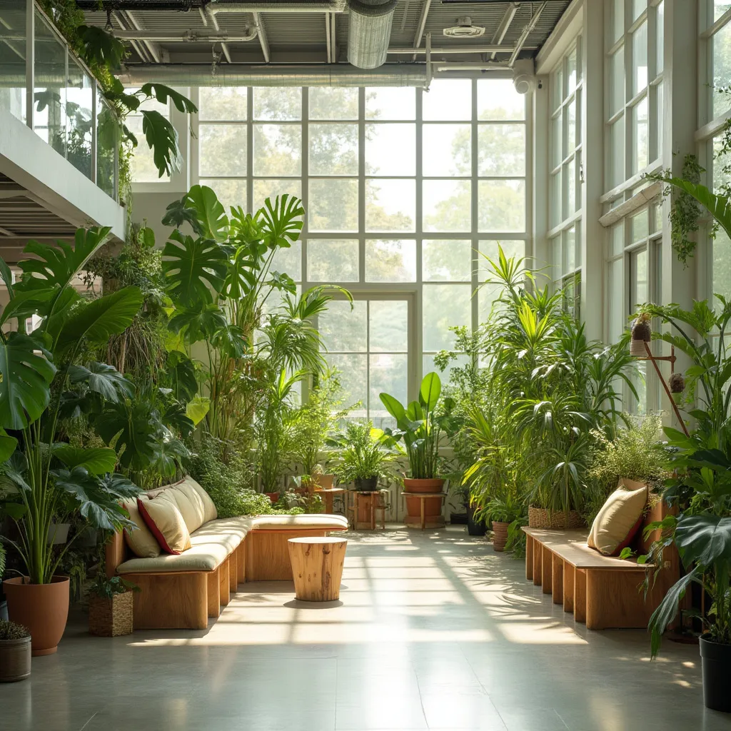Interior moderno con plantas y materiales naturales sostenibles